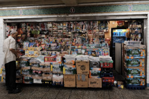 A subway station news stand